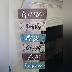 Large Hanging Rustic Wooden Decor (Home, Family, Love, Laugh, Live, Happiness)